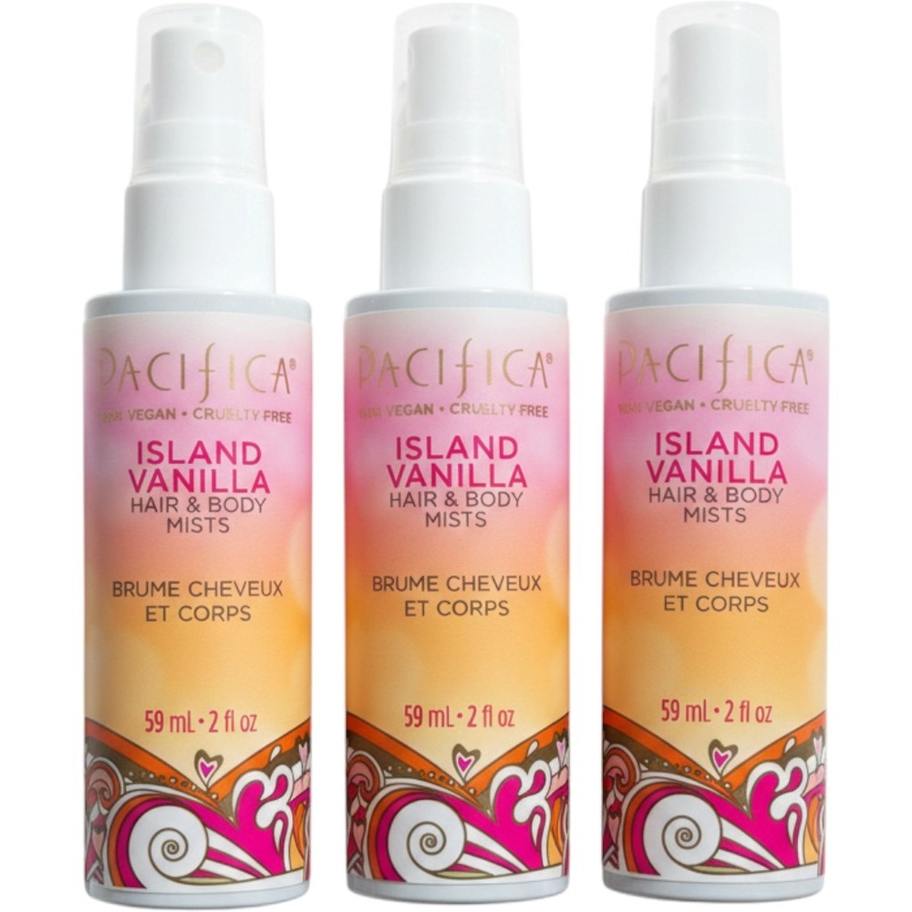 NEW Pacifica Island Vanilla Hair & Body Mist 2oz Travel Size Set of 3